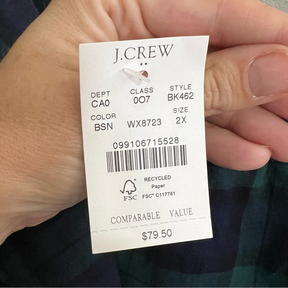 *NEW* J.Crew Factory Flannel Squareneck Ruffle Top - Picture 11 of 15